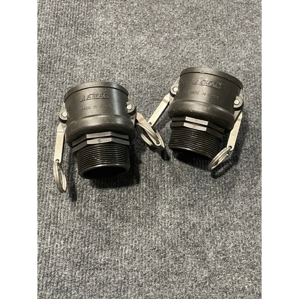 Arag 2 Inch NPT Polypropylene Cam Lever Couplings Italy Black 2pc Type B